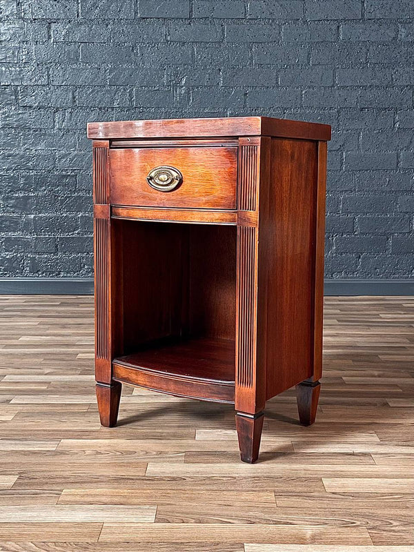 Vintage Federal Revival Mahogany Night Stand w/ Brass Pull, c.1950s