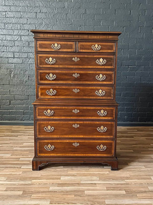Vintage Colonial Revival Style Mahogany Highboy Dresser by Drexel, c.1950’s