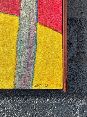 Seated Woman in Red Chair – Modernist Expressionist Painting by Jūratė, c.1975