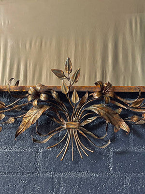 Italian Florentine Gilt Mirror w/ Floral & Ribbon Motifs, c.1940’s