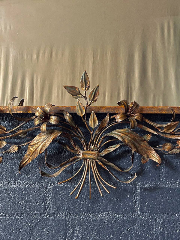 Italian Florentine Gilt Mirror w/ Floral & Ribbon Motifs, c.1940’s