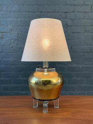 Mid-Century Modern Brass & Lucite Table Lamp, c.1960’s