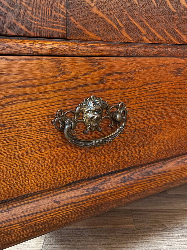 Antique American Quarter-Sawn Oak Sideboard w/ Winged Griffin Carvings, c.1920’s