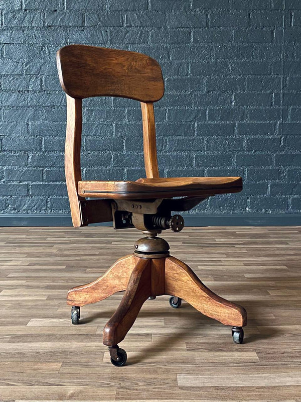 American Maple Swivel Banker’s or Typist Office Chair, c.1950’s