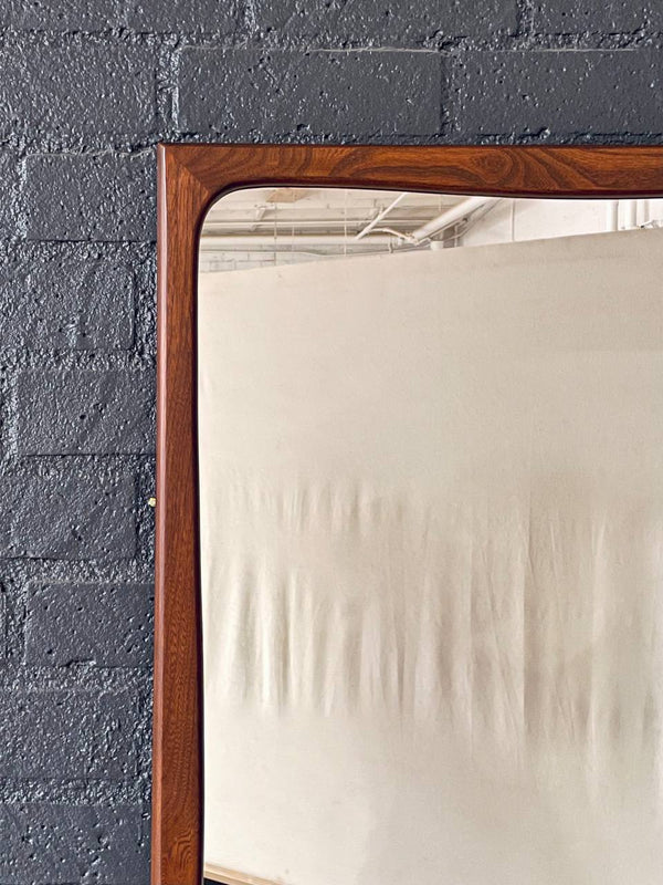 Mid-Century Modern Sculpted Walnut Wall Hanging Mirror, c.1960’s