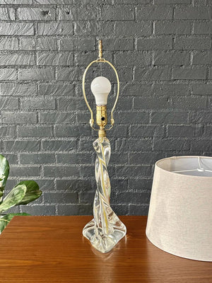 Mid-Century Modern Twisted Crystal Glass Table Lamp, c.1960’s