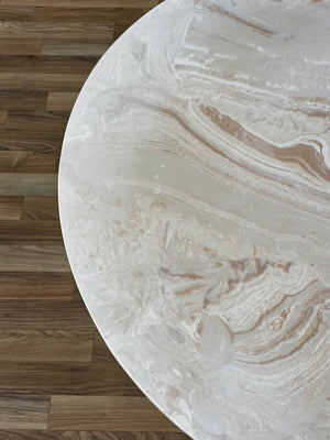 Mid-Century Modern Round Marble & Walnut Coffee Table, c.1960’s