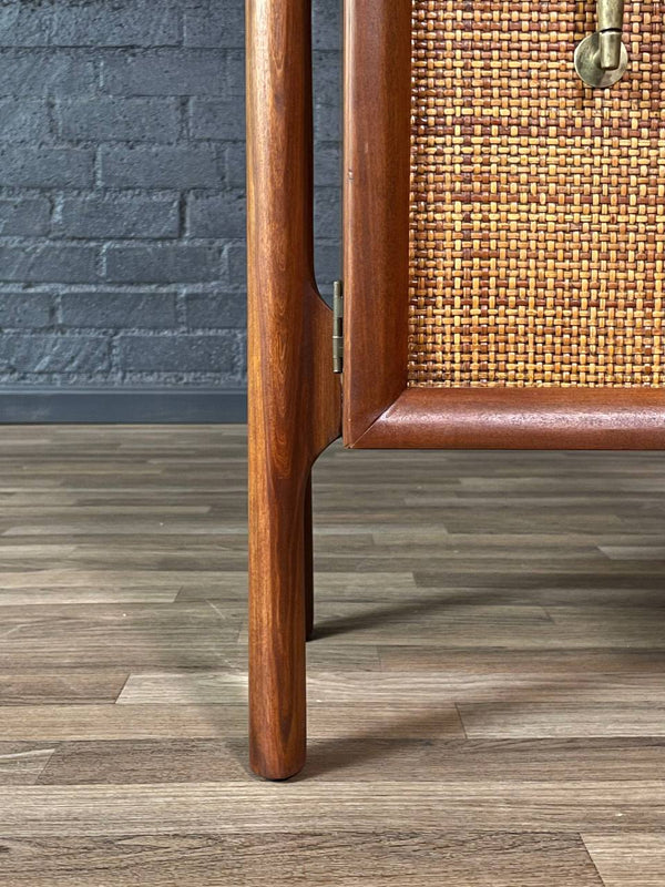 Pair of Mid-Century Modern Walnut Night Stands w/ Cane Doors, c.1960’s