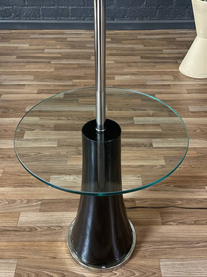 Vintage Post Modern Floor Lamp w/ Glass Side Table, c.1970’s