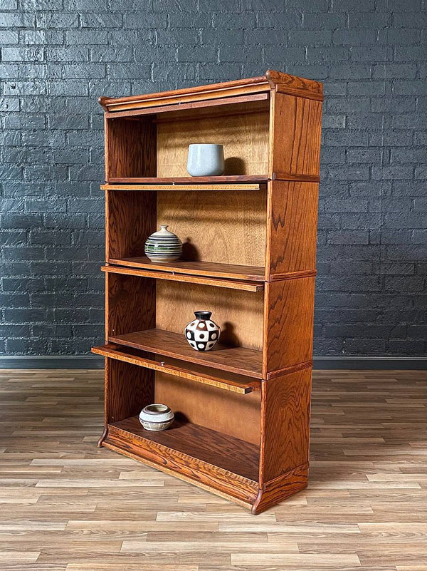 Vintage Barristers Oak Bookcase w/ Glass Sliding Doors