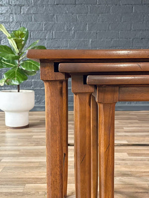 Set of Mid-Century Modern “Sophisticate” Nesting Tables w/ Brass Accents, c.1960’s