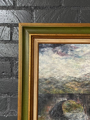 Vintage Landscape Painting of Sligachan Bridge, Scotland – Signed D.S. Duncan, 1971