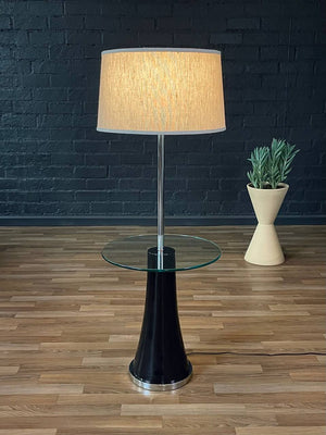 Vintage Post Modern Floor Lamp w/ Glass Side Table, c.1970’s