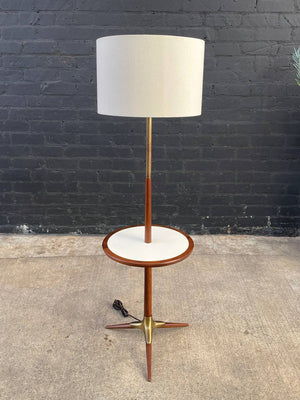 Mid-Century Modern Walnut & Brass Accent Tripod Floor Lamp, c.1960’s