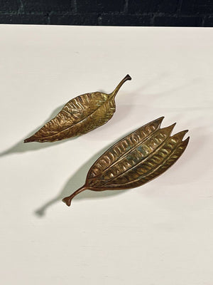 Pair of Vintage Brass Leaf Tray Sculptures by Oscar JW Hansen, c.1940’s