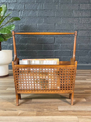 Mid-Century Modern Cane Magazine Rack