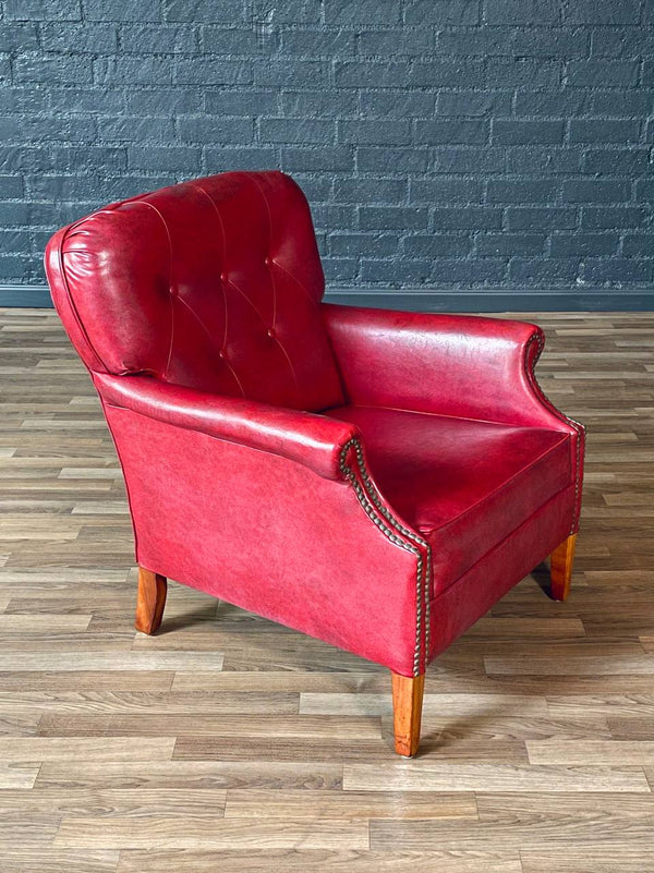 Mid-Century Modern Tufted Lounge Chair w/ Brass Tacks, c.1950’s