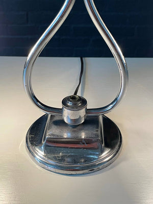 Art Deco Chrome Twin Arm Desk Lamp w/ Frosted Glass Shades, c.1930’s