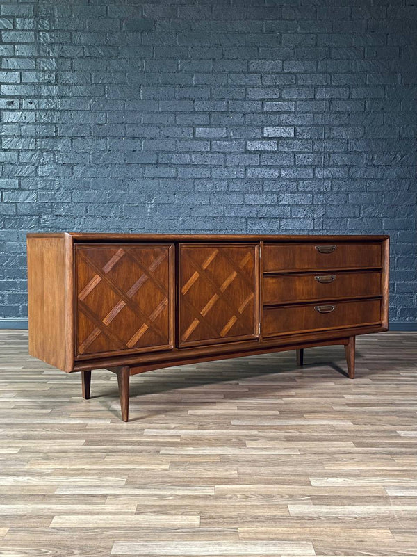 Mid-Century Modern 9-Drawer Sculpted Walnut Dresser by United Furniture, c.1960’s