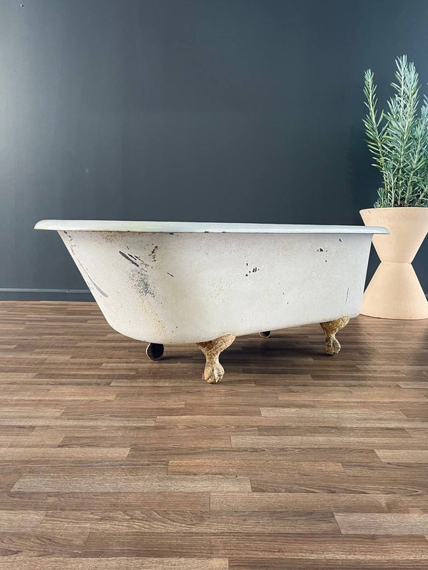 Vintage Porcelain & Iron Bath Tub with Claw Feet, c.1930’s