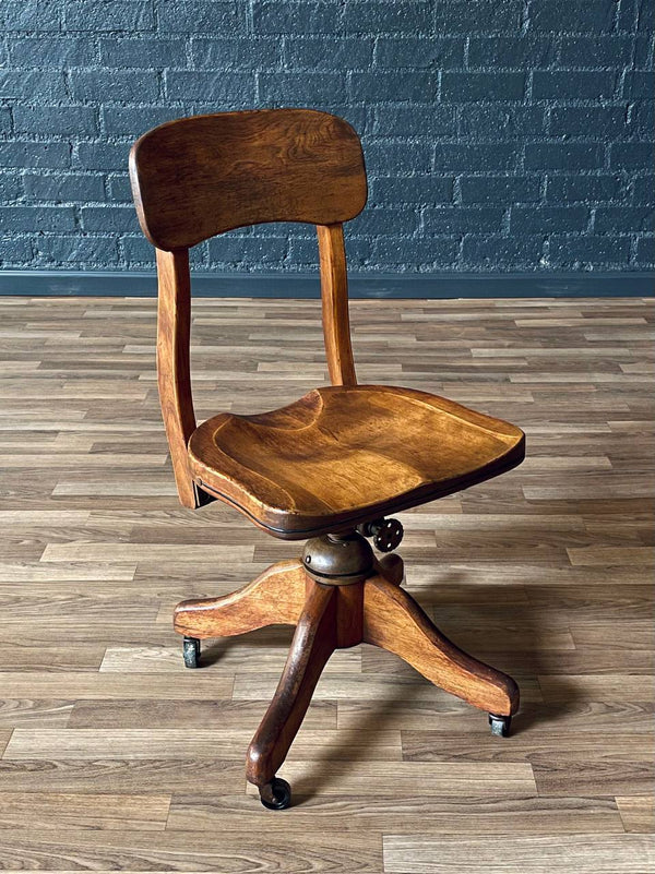American Maple Swivel Banker’s or Typist Office Chair, c.1950’s