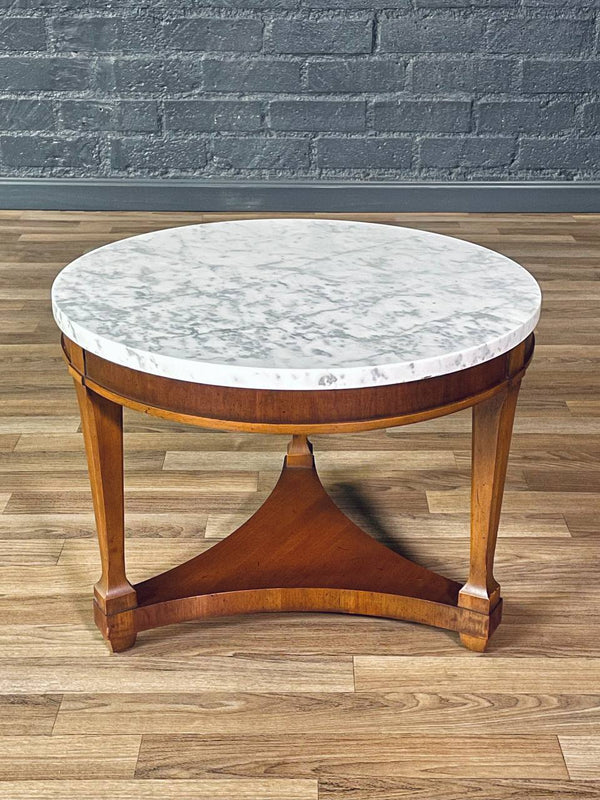 Mid-Century Carrera Marble & Walnut Side Table, c.1960’s
