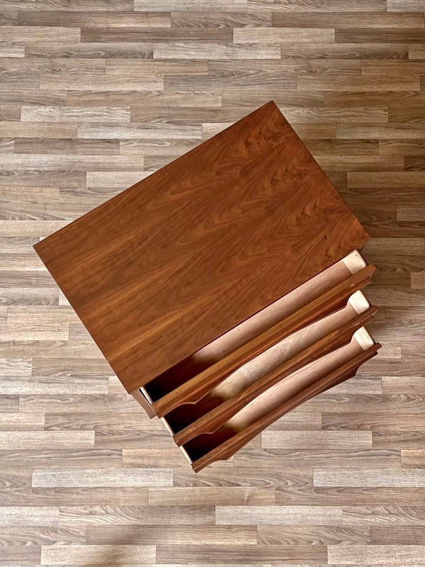 Mid-Century Modern Sculpted Walnut 3-Drawer Dresser, c.1960’s