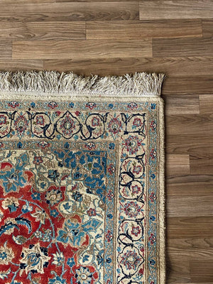 Vintage Hand-Knotted Persian Kashan Rug w/ Floral Medallion Design c.1960’s