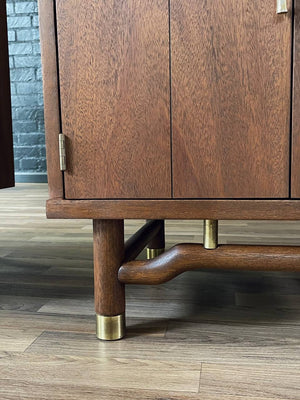 Pair of Mid-Century Modern Night Stands with Brass Accents, c.1960’s