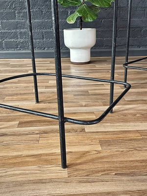 Pair of Post Modern Memphis-Style Wrought Iron Barstools w/ Flame Backrest, c.1980s