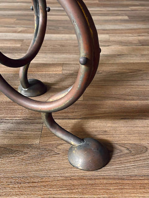 Vintage French Art Nouveau Brass Side Table w/ Scrollwork Base, c.1950’s