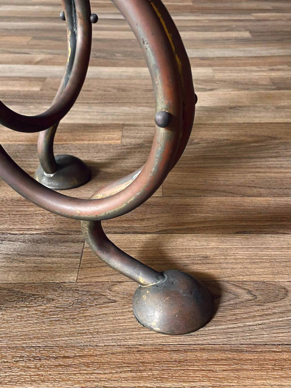 Vintage French Art Nouveau Brass Side Table w/ Scrollwork Base, c.1950’s