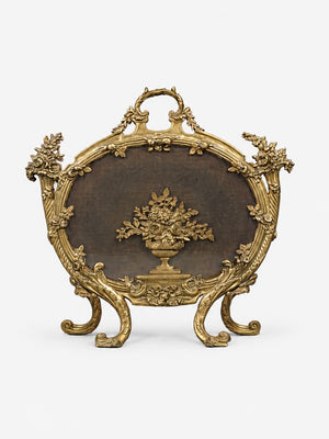 Vintage French Louis XV Style Brass Fireplace Screen, c.1950’s