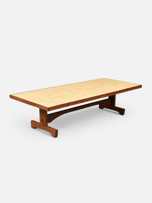 Mid-Century Modern Butter Yellow Ceramic Tile Coffee Table, c.1970’s