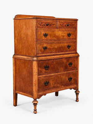 American Colonial Revival Tiger Maple Highboy Dresser by Marvel Furnit – Vintage Supply