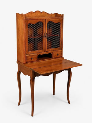 French Provincial Style Secretary Desk w/ Lattice Doors, c.1960's