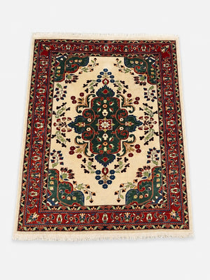 Vintage Indo-Persian Tabriz Floral Medallion Hand-Knotted Wool Rug, c.1970’s