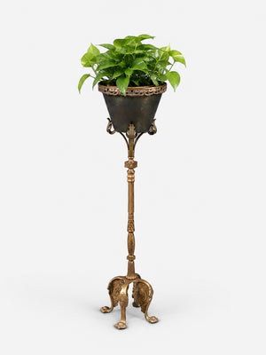 Antique Neoclassical Revival Brass & Gilt Metal Jardinière Plant Stand, c.1920’s