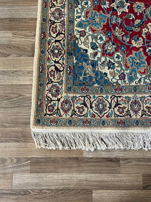 Vintage Hand-Knotted Persian Kashan Rug w/ Floral Medallion Design c.1960’s