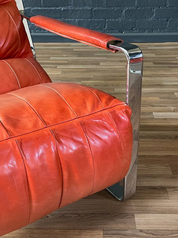 Pair of Mid-Century Modern Chrome & Leather Lounge Chairs, c.1970’s