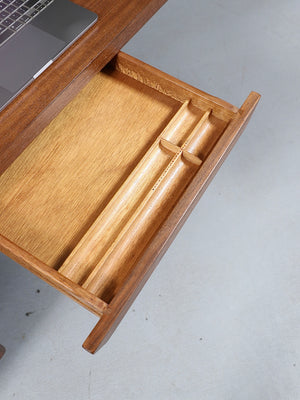 Mid Century Modern Walnut Desk with Brass Accents, c.1960's