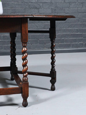 English Jacobean Revival Oak Gateleg Dining Table, c.1920's