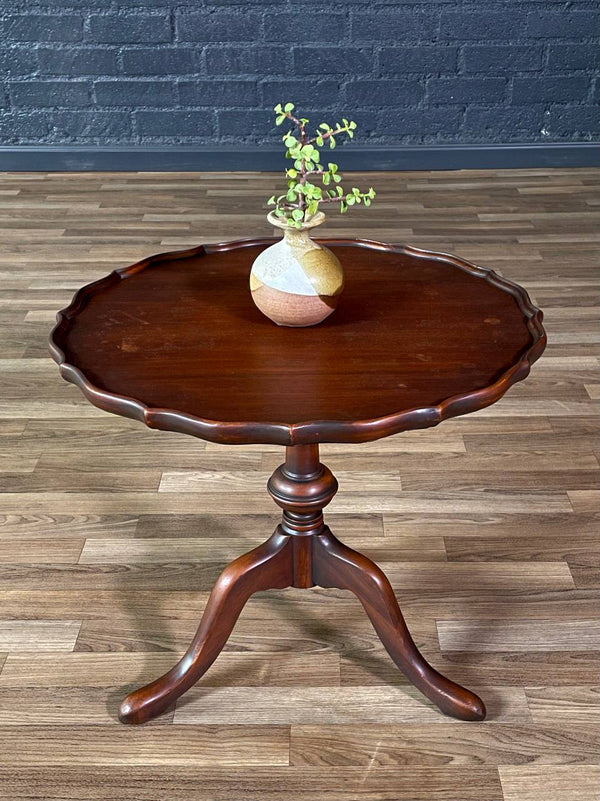 English Georgian Style Mahogany Pie Crust Side Table, c.1940’s
