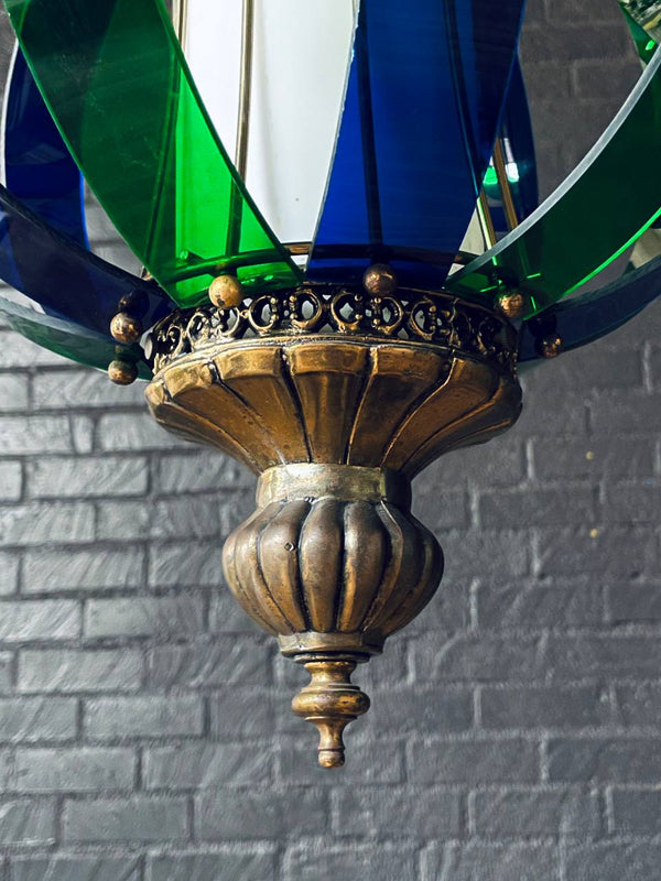 Vintage Blue & Green Lucite Pendant Chandelier by Fredrick Ramond, c.1960’s