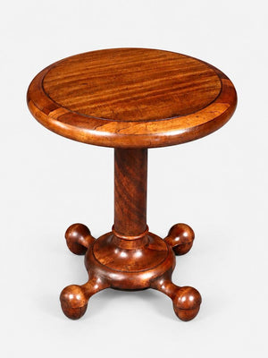 American Empire Revival Mahogany Pedestal Side Table with Acorn Feet, c.1920's