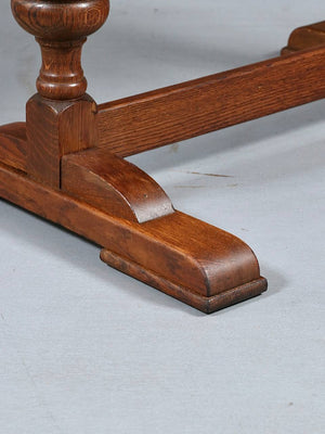 English Jacobean Revival Oak Draw-Leaf Dining Table, c.1930's