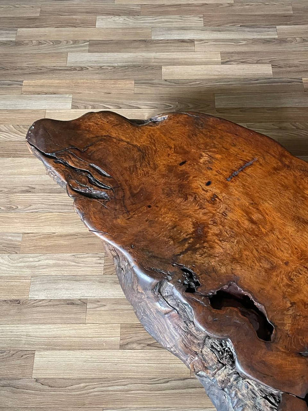 Mid-Century Hand-Carved Live Edge Redwood Burl Root Coffee Table, c.1960’s