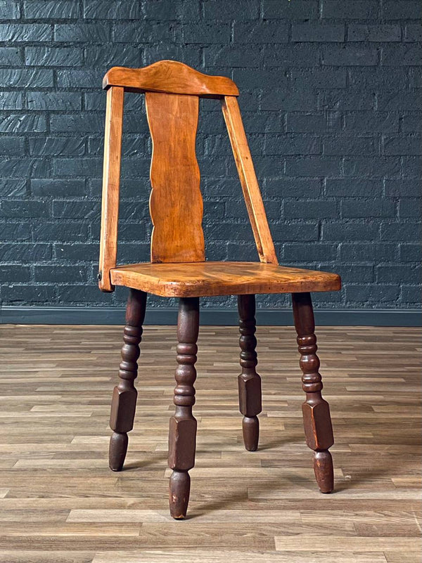 Californian Monterey Spanish Revival Maple Side Chair w/ Turned Legs, c.1920’s