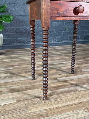 Antique American Primitive Handcrafted Spool-Turned Leg Side Table, c.1900’s