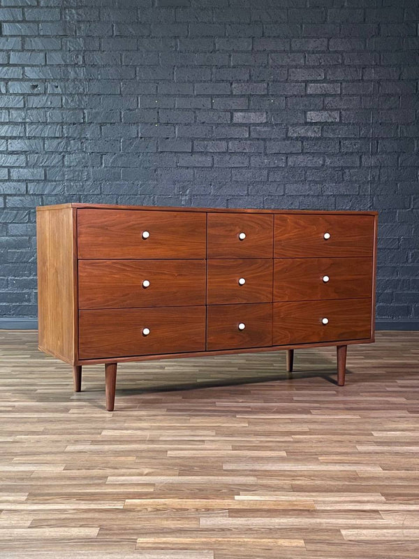 Mid-Century Modern 9-Drawer Walnut Dresser, c.1960’s